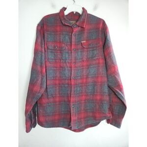 Orvis Red & Grey Plaid Flannel Cotton Blend Shacket(Jacket/Shirt) size Large